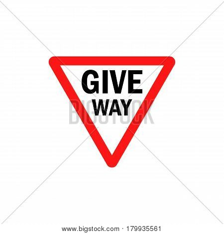 Give way sign - Danger Triangle Road sign isolated on white background