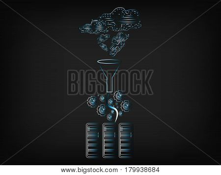 Circuit Clouds With Data Going Into Servers