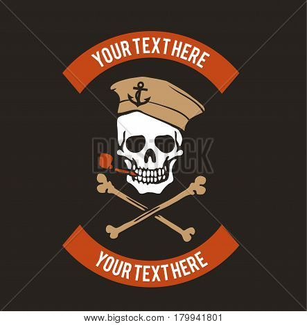 Sailor skull logo design. Vintage logo with skull. Vector stock.