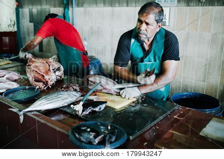 Male, Maldives - December 17, 2016: Fish For Sale At The Fish Market In The City Of Male, Capital Of