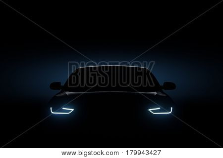 Car Blue Headlights, Shape Concept Art Dark