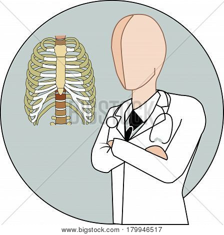 male pulmonologist white gown suit icon vector