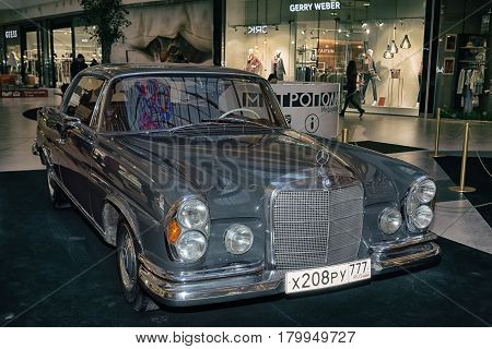 Moscow, Russia - April 02, 2017: Mercedes-benz W111 280Se Coupe, Germany, 1970. Retro Car Exibition