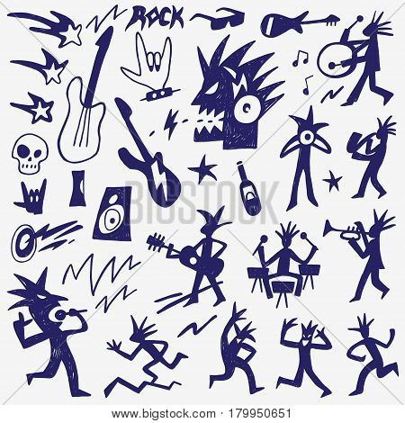 Rock music vector icons coolection , design elements