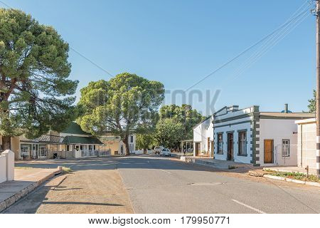 PHILIPPOLIS SOUTH AFRICA - MARCH 21 2017: A street scene with several historical buildings in Philippolis the oldest town in the Free State Province