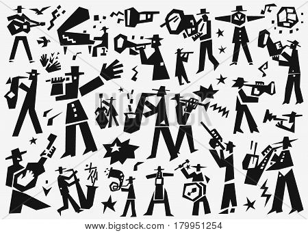 jazz band vector icons coolection , design elements