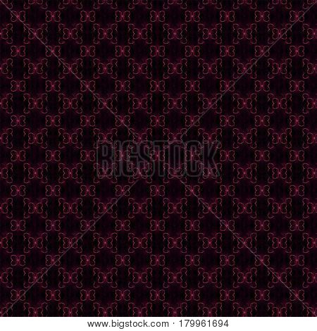 Seamless Pattern Of Abstract Butterflies On Black Background, Red Blue Green Yellow Purple And Viole