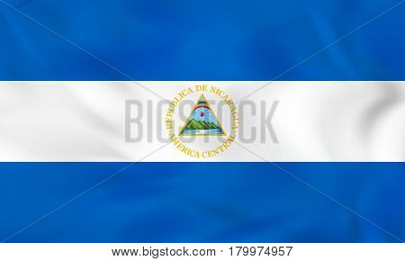 Nicaragua Waving Flag. Nicaragua National Flag Background Texture.