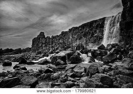 Oxarafoss in Thingvellir National Park in Iceland