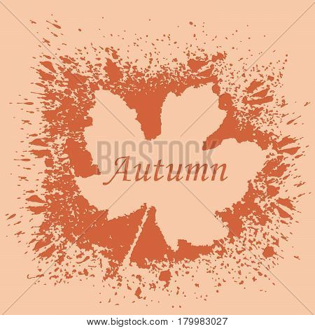 Autumn leaf. Spray paint. Watercolor. Silhouette of a tree leaf. Autumn