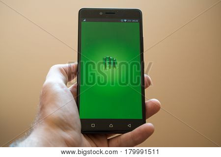 Nitra, Slovakia, March 24, 2017: PocketBook application logo on smartphone