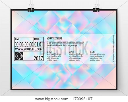 Poster design. Banner template. Business concept. Poster horizontal graphic. Promotion cover. Vector flyer mock up. Presentation design for business art or entertainment event.