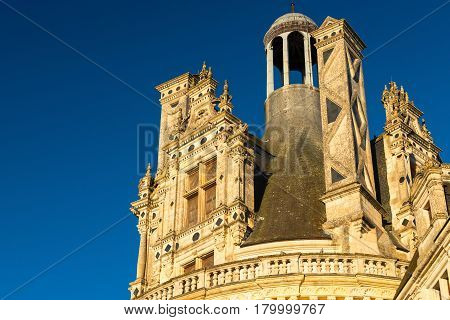 The royal Chateau de Chambord, France. This castle is located in the Loire Valley, was built in the 16th century and is one of the most recognizable chateaux in the world.