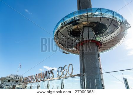 Brighton, England-6 October,2018: The British Airways I360 Skyline Tower  Tallest In The World For S