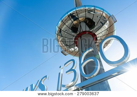 Brighton, England-6 October,2018: The British Airways I360 Skyline Tower  Tallest In The World For S