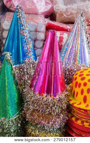 Set Of Party Hats Of Variuos Colors
