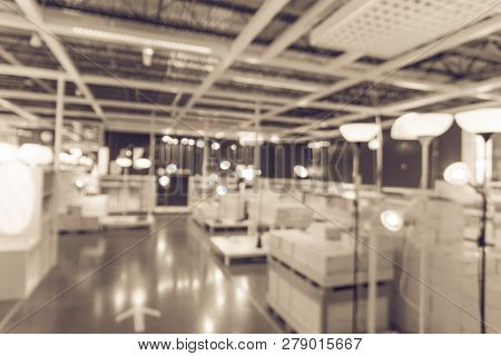 Filtered Image Blurry Background Variety Of Table, Ceiling, Floo