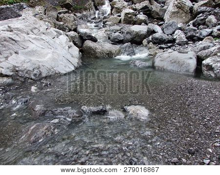 Seasonal Spates And Tributaries Of The Klontalersee Lake - Canton Of Glarus, Switzerland