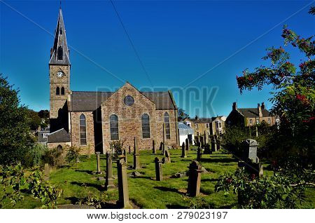 An Exterior View Of A Church Building In The Town Of Broughty Ferry In Scotland