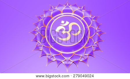 White Crown Chakra Sahasrara Symbol Concept Of Hinduism, Buddhism, Ayurveda. Spiritual Awakening And