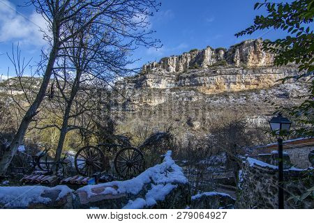 Mountain Karstic Landscape In Orbaneja Del Castillo, Spain