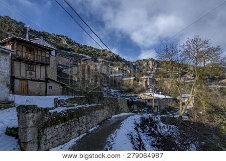 Typical House Of Orbaneja Del Castillo, Burgos, Spain
