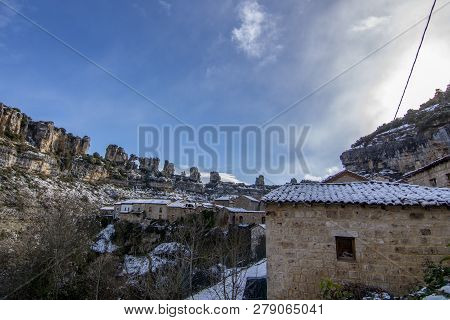 Typical House Of Orbaneja Del Castillo, Burgos, Spain