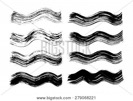 Brush Strokes Set Hand Drawn Scribble Abstract Vector Illustration. Border Design Template.