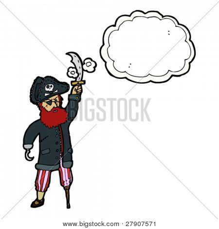 capitão pirata com balão de pensamento
