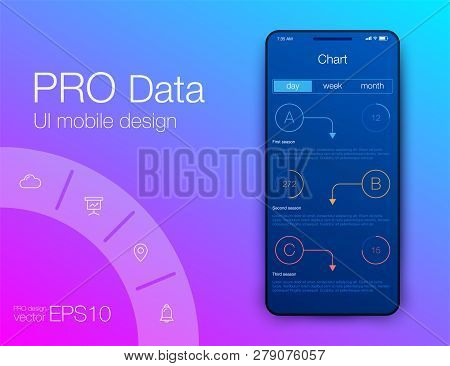 Mobile Phone Application For Analytics. Stock Vector