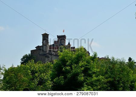 Barolo, Province Of Cuneo, Piedmont, Italy. July 2018. View On The Historical Center Of Barolo