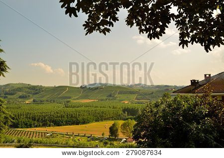Grinzane Cavour, Piedmont, Italy. July 2018. At The Foot Of The Castle All Around Heavenly Views Of