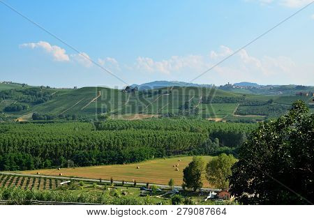 Grinzane Cavour, Piedmont, Italy. July 2018. At The Foot Of The Castle All Around Heavenly Views Of