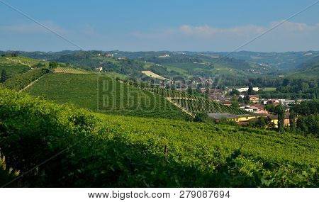 Grinzane Cavour, Piedmont, Italy. July 2018. At The Foot Of The Castle All Around Heavenly Views Of