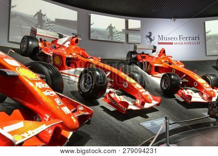 At The Ferrari Museum, The Room Where The World-class Formula 1 Winning Cars Are Displayed
