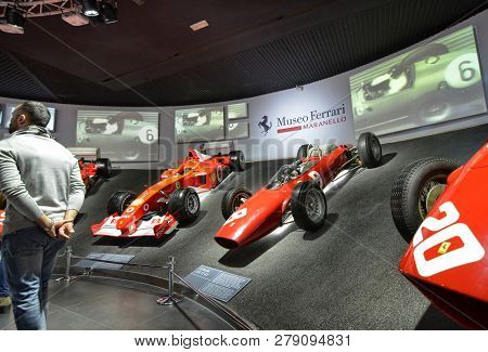 At The Ferrari Museum, The Room Where The World-class Formula 1 Winning Cars Are Displayed