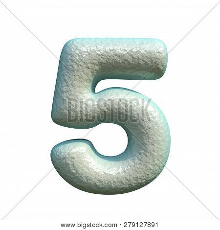Grey Blue Clay Number 5 Five 3d Rendering Illustration Isolated On White Background