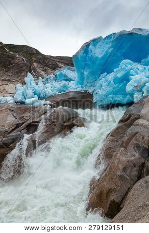 Nigardsbreen Glacier terminal face, Jostedalsbreen National Park, Sogn og Fjordane, Norway, Scandinavia. Nigardsbreen is a glacier arm of the large Jostedalsbreen glacier