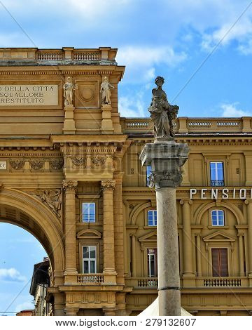 The Column Of Abundance And Arcone Triumphal Arch Situated At The Place Of Former Roman Forum, The C