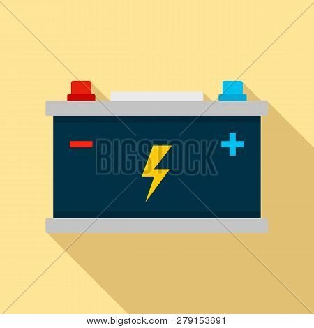 Car Battery Icon. Flat Illustration Of Car Battery Vector Icon For Web Design