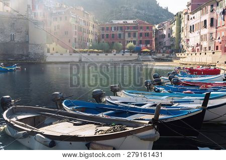 Vernazza, Italy, La Specia Province, Liguria Regione, 08 August, 2018: View On The Colorful Houses A