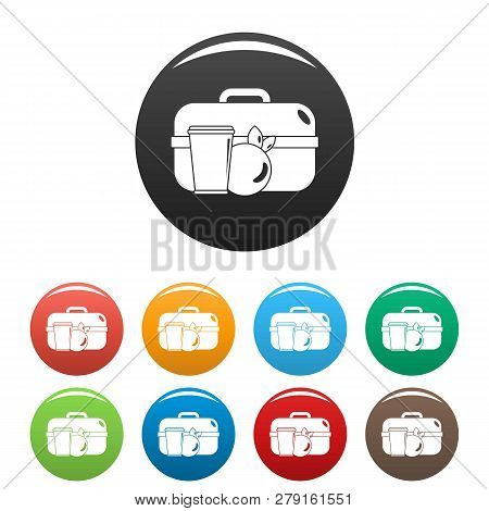Apple Lunch Box Icons Set 9 Color Vector Isolated On White For Any Design