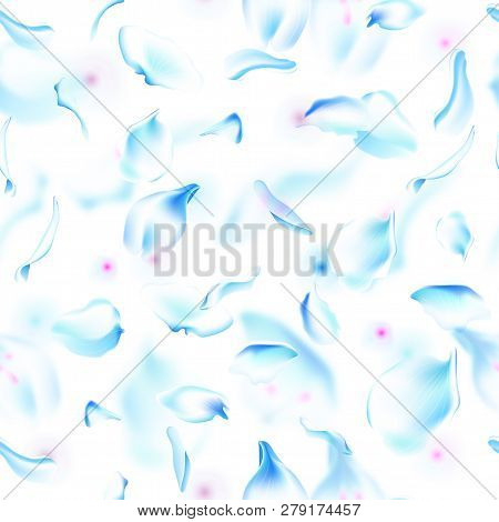 Vector Seamless Pattern With Floral Petals. Floral Background With Flowers, Petal, Blurred Petals An