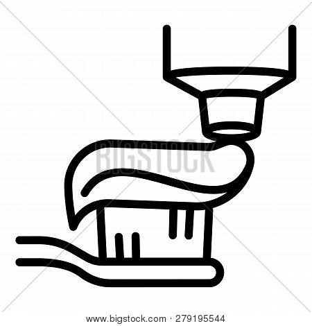 Toothpaste On Toothbrush Head Icon. Outline Toothpaste On Toothbrush Head Vector Icon For Web Design