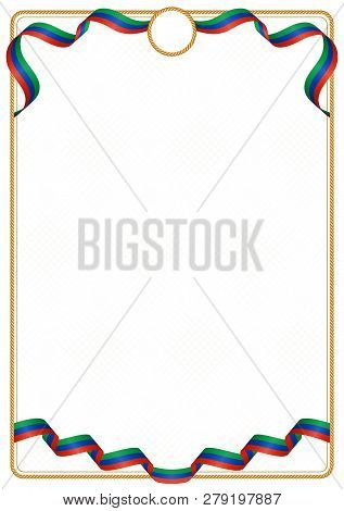 Frame And Border Of Ribbon With The Colors Of The Dagestan Flag, Template Elements For Your Certific