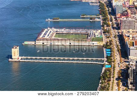 New York City, Hudson River Park Tenis Courts And Soccer Playground