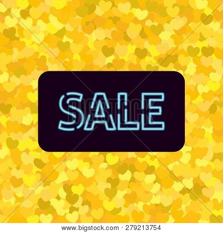 Banner With Neon Sale. Vector Illustration Of Sale In Black Frame.