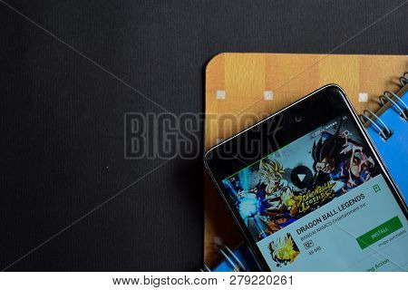 Bekasi, West Java, Indonesia. January 18, 2019 : Dragon Ball Legends Dev App On Smartphone Screen. D