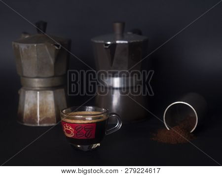 Moka Coffee Makers. Coffee Grinder And Coffee