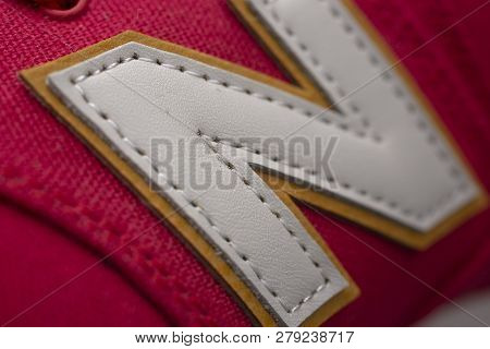 Boston, Ma, Usa, January 2019 - New Balance Nb 574 Athletic Shoes On Studio Background. New Balance 